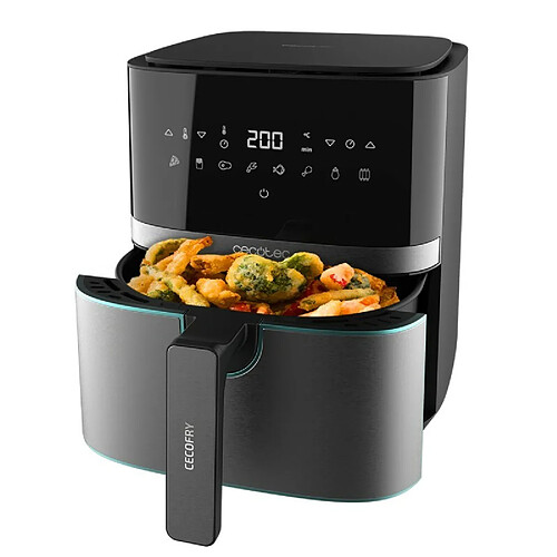 Cecotec Freidora sin Aceite de 5,5 L de Aire Caliente Cecofry Full InoxBlack 5500 Pro. 1700 W, Diet?tica