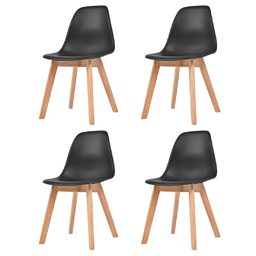 vidaXL Chaises à manger lot de 4 Noir Plastique