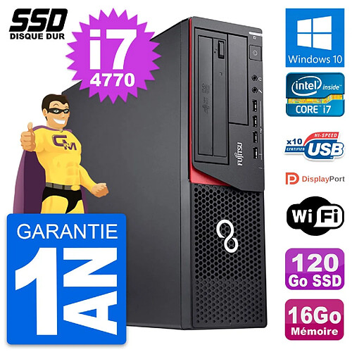 PC Fujitsu Esprimo E920 DT Intel Core i7-4770 RAM 16Go SSD 120Go Windows 10 Wifi · Occasion