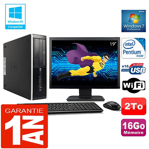 PC HP Compaq 8300 SFF Intel G850 Ram 16Go Disque 2 To Wifi W7 Ecran 19" · Occasion