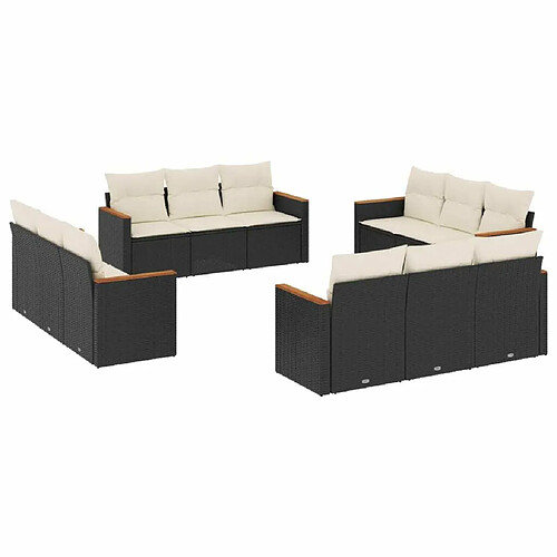 Maison Chic Salon de jardin 12 pcs avec coussins, Ensemble Tables et chaises d'extérieur noir résine tressée -GKD654952