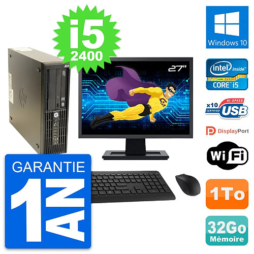 PC HP Z210 SFF Ecran 27" Intel Core i5-2400 RAM 32Go Disque 1To Windows 10 Wifi · Occasion