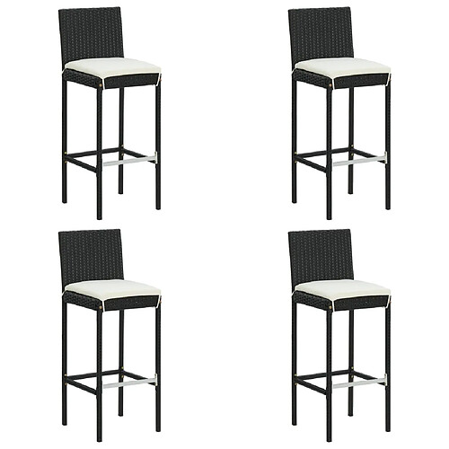 vidaXL Tabourets de bar de jardin et coussins lot de 4 résine tressée