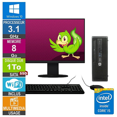 HP ProDesk 400 G3 SFF i5-6500T 3.10GHz 8Go/1To SSD Wifi W10 + Ecran 22 · Reconditionné