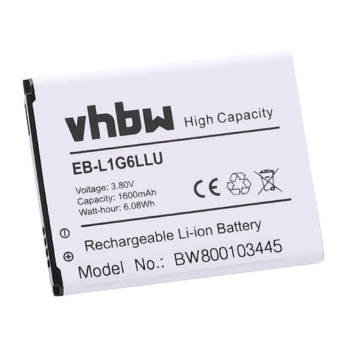 vhbw Batterie remplacement pour Samsung EB-L1G6LVAEB-l1g6llucstd, GH43-03699A, JLT1C515DS/2-J pour smartphone (1600mAh, 3,7V, Li-ion)