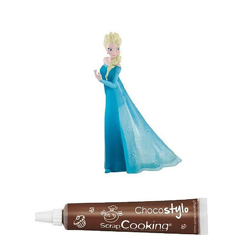 Youdoit Figurine pour gâteau La Reine des Neiges Elsa + Stylo chocolat