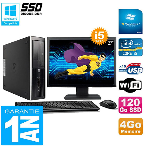 PC HP Compaq Pro 6300 SFF I5-3470 4Go 120Go SSD Graveur DVD Wifi W7 Ecran 27" · Occasion