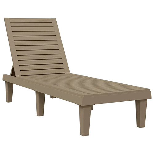 Helloshop26 Transat chaise longue bain de soleil lit de jardin terrasse meuble d'extérieur marron clair 155 x 58 x 83 cm polypropylène 02_0012782