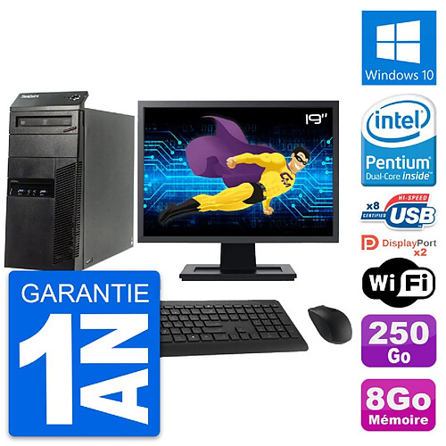 PC Tour Lenovo M83 Ecran 19" Intel G3220 RAM 8Go Disque 250Go Windows 10 Wifi · Occasion