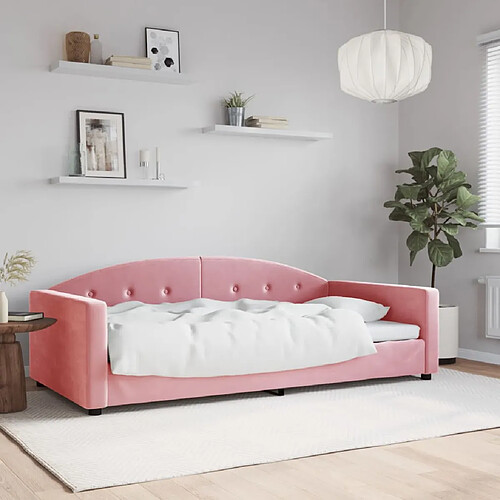 vidaXL Lit de repos rose 100x200 cm velours