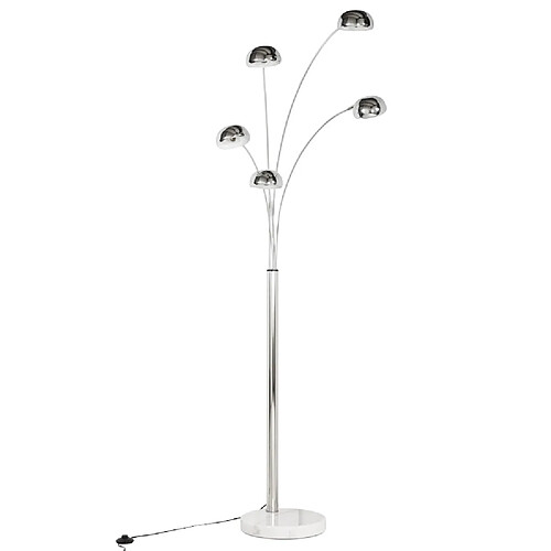 Alterego Lampadaire 5 branches 'FIVE BOWS' en métal chromé