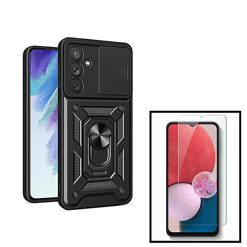 PHONECARE Kit Verre Trempé ClearGlass + Coque Magnetic Military Defender Slide Window Anti-Impact pour Samsung Galaxy A34 5G - Noir