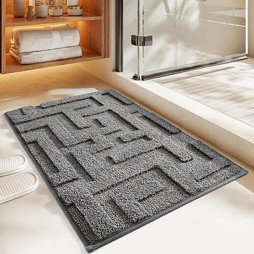 LUUCOZK Tapis de bain antidérapants, absorbants, à séchage rapide, décoration de salle de bain, gris foncé-50x120cm