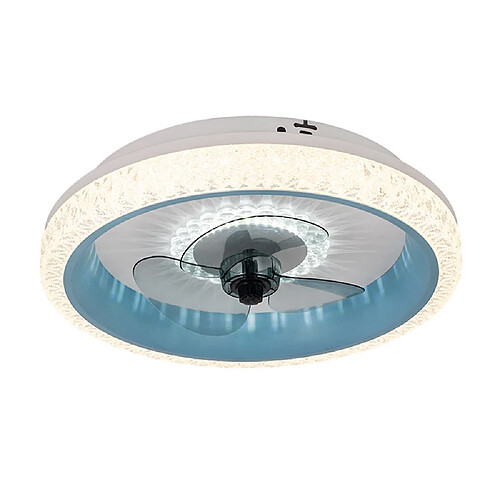 Universal Lampe de ventilateur de plafond intelligente de 50cm Conversion de fréquence tricolore 220V Salle à manger 80W Lampe de ventilateur de plafond LED ultra-mince Invisible Chambre d'enfants avec ventilateur bleu clair(Bleu)