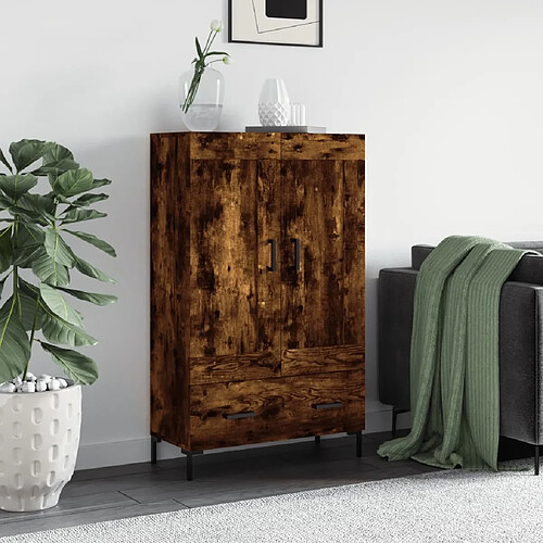 vidaXL Buffet haut chêne fumé 69,5x31x115 cm bois d'ingénierie