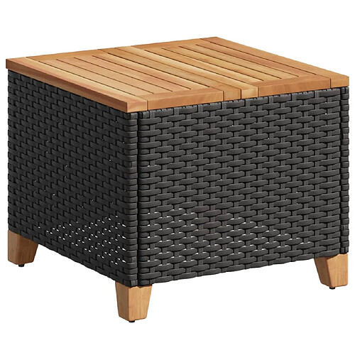 Maison Chic Table de jardin | Table d'extérieur noir 45x45x37 cm résine tressée et bois acacia -GKD20773