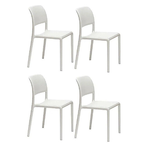 Inside 75 Lot de 4 chaises RIVER empilables design coloris blanc.