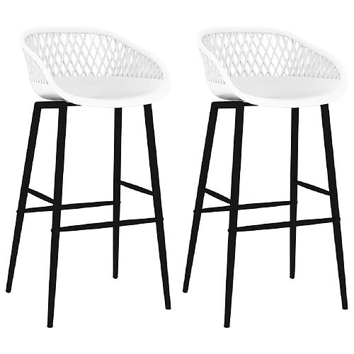 vidaXL Chaises de bar lot de 2 blanc