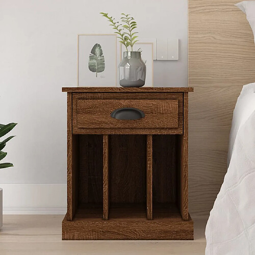 Maison Chic Table de chevet Table de Nuit Meuble de Rangement chêne marron 43x36x50 cm