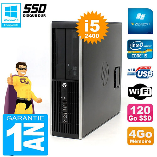 PC HP Compaq 8300 SFF Core I5-2400 RAM 4Go Disque 120 Go SSD Graveur DVD Wifi W7 · Occasion