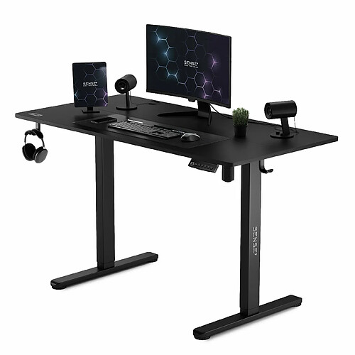 Sense7 Nojo Table d'ordinateur Gamingtisch Bureau, 120 x 60 cm, réglage électrique de la hauteur, fonction mémoire, porte-casque, organisateur de câbles