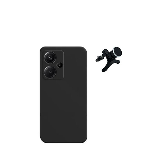 SuppOrt Magnétique renforcé de kit + couvercle de silicone liquide Phonecare pour Xiaomi Redmi Note 13 Pro+ Plus - le noir