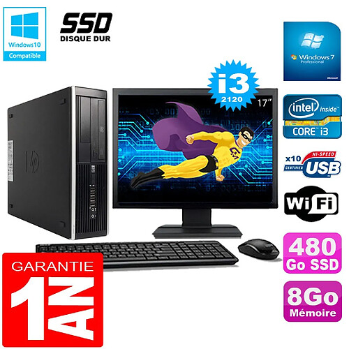 PC HP Compaq Pro 6300 SFF I3-2120 8Go 480Go SSD Graveur DVD Wifi W7 Ecran 17" · Occasion