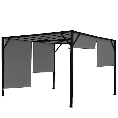 Decoshop26 Pergola pavillon de jardin terrasse auvent stable 6cm gris 3x3m 04_0004069