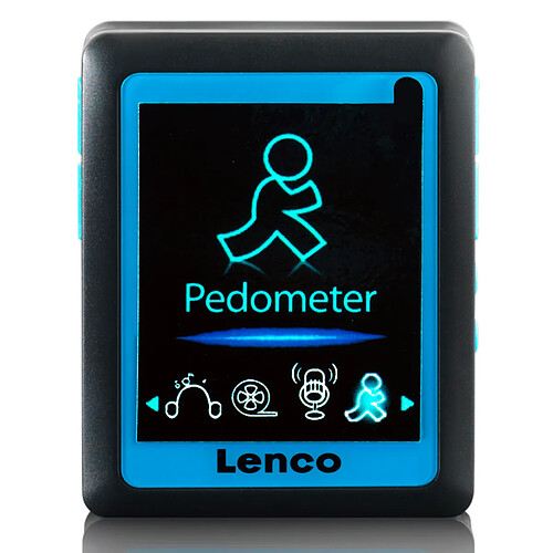 Lenco Lecteur MP3/MP4 avec podomètre et mémoire de 4 Go PODO-152 Blue Noir-Bleu