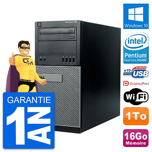 PC Tour Dell OptiPlex 790 MT Intel G630 RAM 16Go Disque Dur 1To Windows 10 Wifi · Occasion