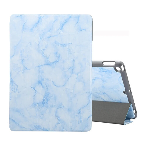 Wewoo Housse Étui Coque Etui à rabat horizontal en cuir avec motif pour marbre iPad de 10,2 poavec support à trois rabattables et fente stylo et fonction veille / réveil bleu