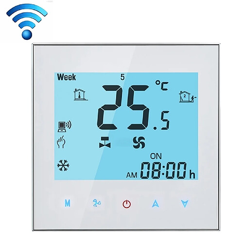 Wewoo Thermostat Domestique blanc pour l'unité de bobine de fan, soutient le Wifi programmable d'affichage à cristaux liquides de l'affichage à 4-Pipe