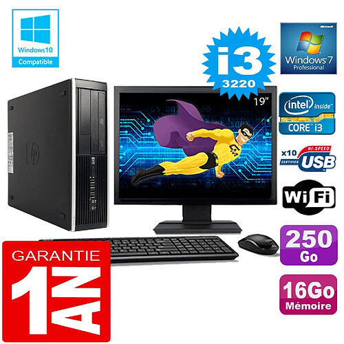 PC HP Compaq 8300 SFF Core I3-3220 Ram 16Go Disque 250 Go Wifi W7 Ecran 19" · Occasion