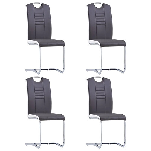 vidaXL Chaises à manger cantilever lot de 4 gris similicuir