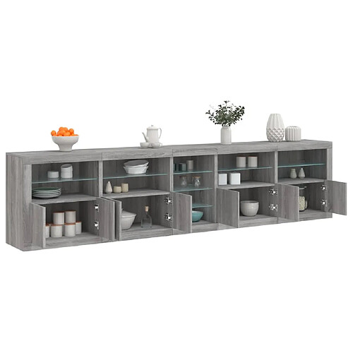 vidaXL Buffet avec lumières LED sonoma gris 283x37x67 cm