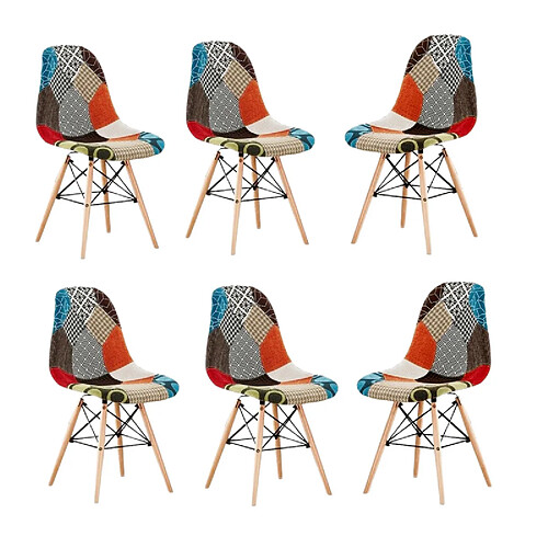 Life Interiors Set of 6 Moda Patchwork Eiffel Chair Multicolour