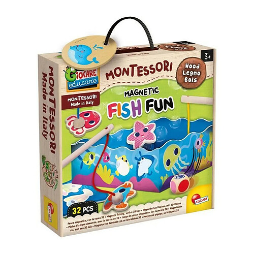 Lisciani Giochi Magnetic Fish Fun - jeu d'apprentissage en bois - basé sur la méthode Montessori - LISCIANI