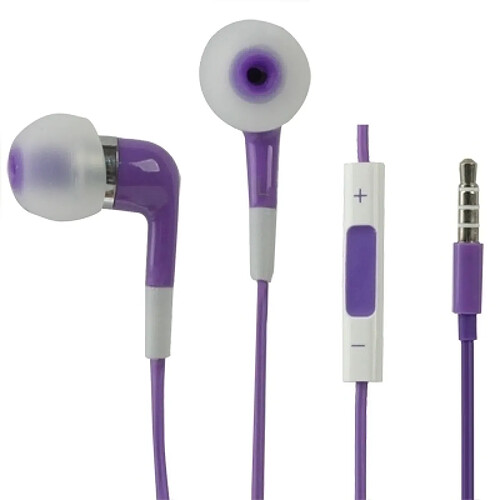 Wewoo Écouteurs Violet pour iPad, iPhone, Galaxy, Huawei, Xiaomi, LG, HTC et autres Smartphones Écouteur Stéréo Intra-Auriculaire 3.5mm avec Contrôle Câblé Micro,