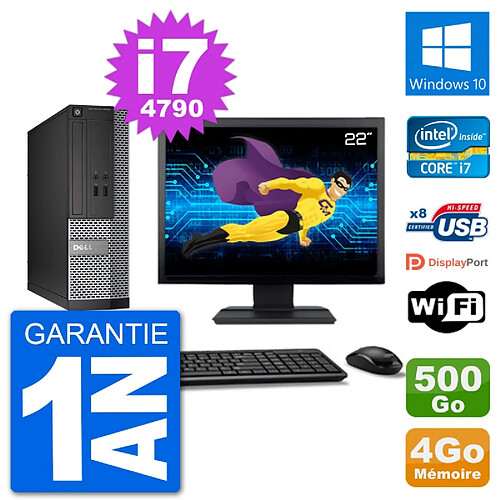 PC Dell Optiplex 3020 SFF Ecran 22" i7-4790 RAM 4Go Disque 500Go Windows 10 Wifi · Occasion