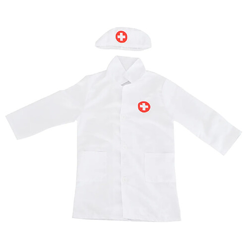 Costume de jeu de rôle de médecin / infirmière scientifique en uniforme de laboratoire pour enfants, blanc