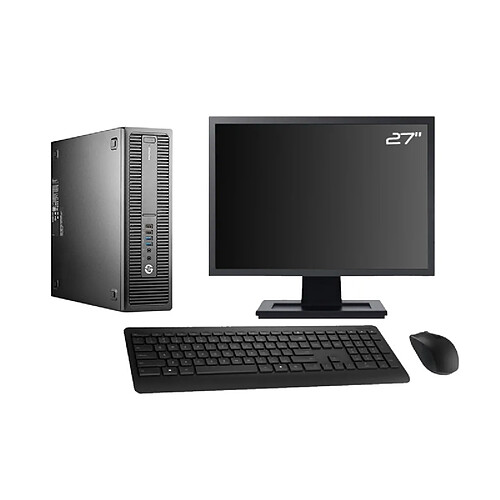 PC HP 800 G2 SFF Ecran 27" Gaming GTX 1650 i5-6500 RAM 16Go 240Go SSD + 2To W10 · Occasion