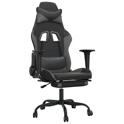 Maison Chic Chaise de jeu, Chaise gaming avec repose-pied, Fauteuil gamer,Chaise de Bureau Noir et gris Similicuir -GKD63855