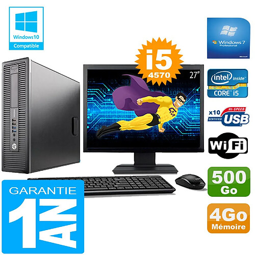 PC HP EliteDesk 800 G1 SFF Core I5-4570 4Go Disque 500 Go Wifi W7 Ecran 27" · Occasion