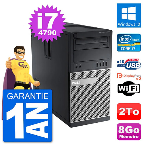 PC Tour Dell 9020 Intel Core i7-4790 RAM 8Go Disque Dur 2To Windows 10 Wifi · Occasion