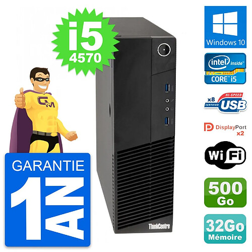 PC Lenovo ThinkCentre M83 SFF Core i5-4570 RAM 32Go Disque 500Go Windows 10 Wifi · Occasion