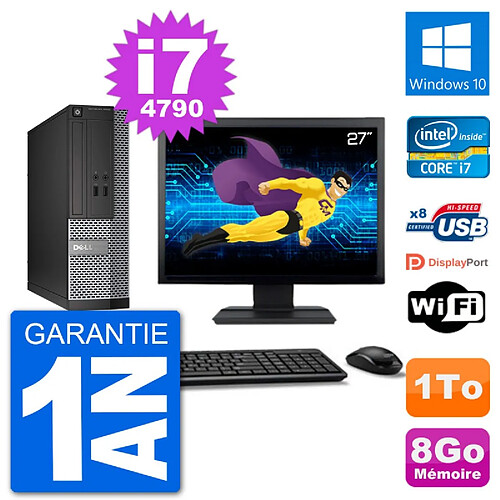 PC Dell Optiplex 3020 SFF Ecran 27" i7-4790 RAM 8Go Disque 1To Windows 10 Wifi · Occasion