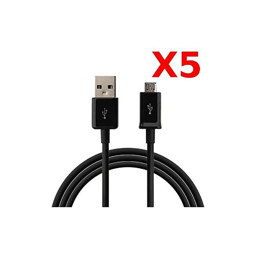 Little Boutik X5 Câble Micro USB Synchro Charge Universel pour Samsung Sony Wiko LG HUAWEI PACK X5 Noir Couleur