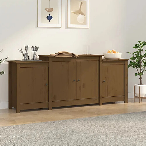 Maison Chic Buffet,Meuble de Rangement,commode pour salon,Cuisine Marron miel 164x37x68 cm Bois massif de pin -MN39172