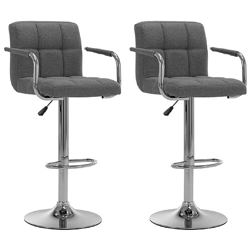 vidaXL Chaises de bar lot de 2 gris clair tissu