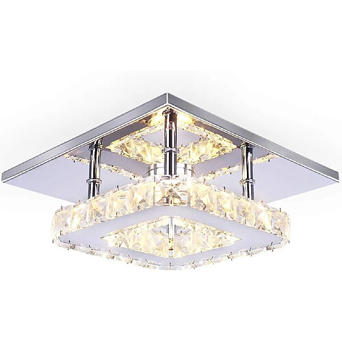 Stoex Lustre en Cristal K9 Moderne Plafonnier D'Intérieur À Led Pour Salon, Chambre À Coucher, Salle À Manger (Blanc Chaud)